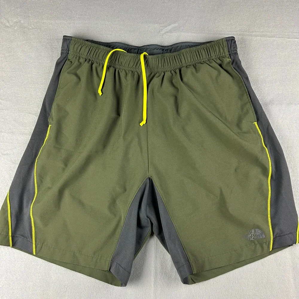 The North Face Shorts Mens Large Green FlashDry Athletic Training Running‎ Lined